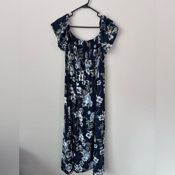 Altar'd State Navy Blue sky blue and White floral Smocked Maxi Dress - Picture 2 of 10